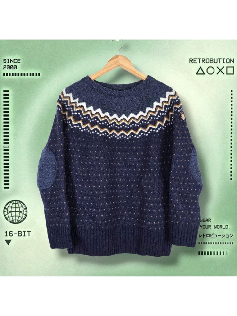 Fjallraven Ovik Wool Knit Sweater Blue Size L